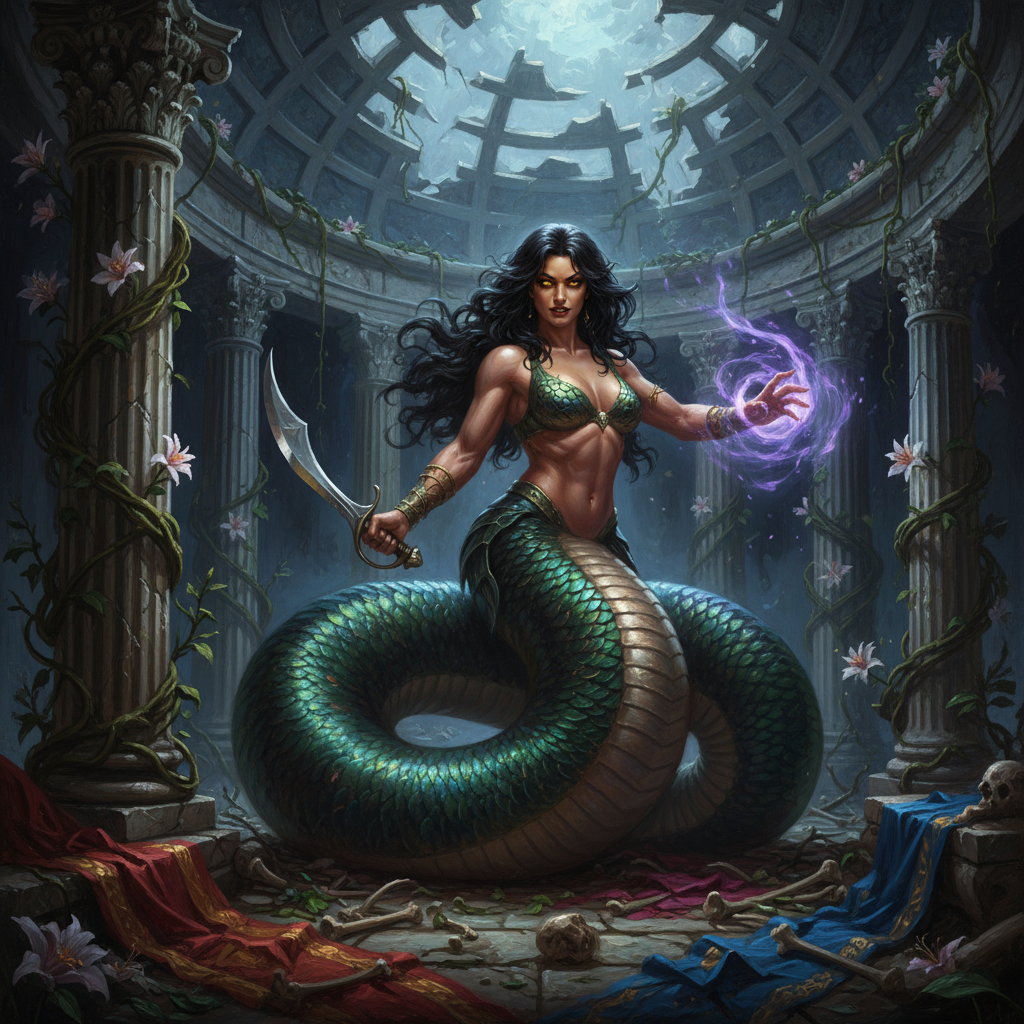 Lamia Matriarch, original Pathfinder 2e monster artwork by ZapGM