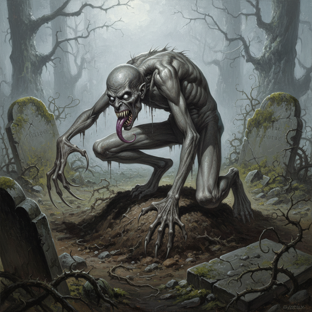 Ghoul, original Pathfinder 2e monster artwork by ZapGM