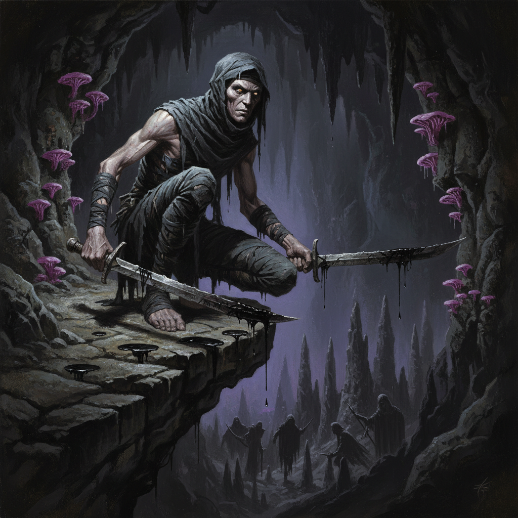 Caligni Stalker, original Pathfinder 2e monster artwork by ZapGM