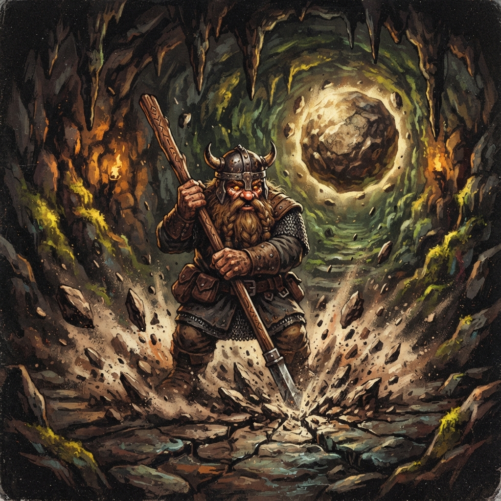 Dwarf Stonecaster, original Pathfinder 2e monster artwork by ZapGM
