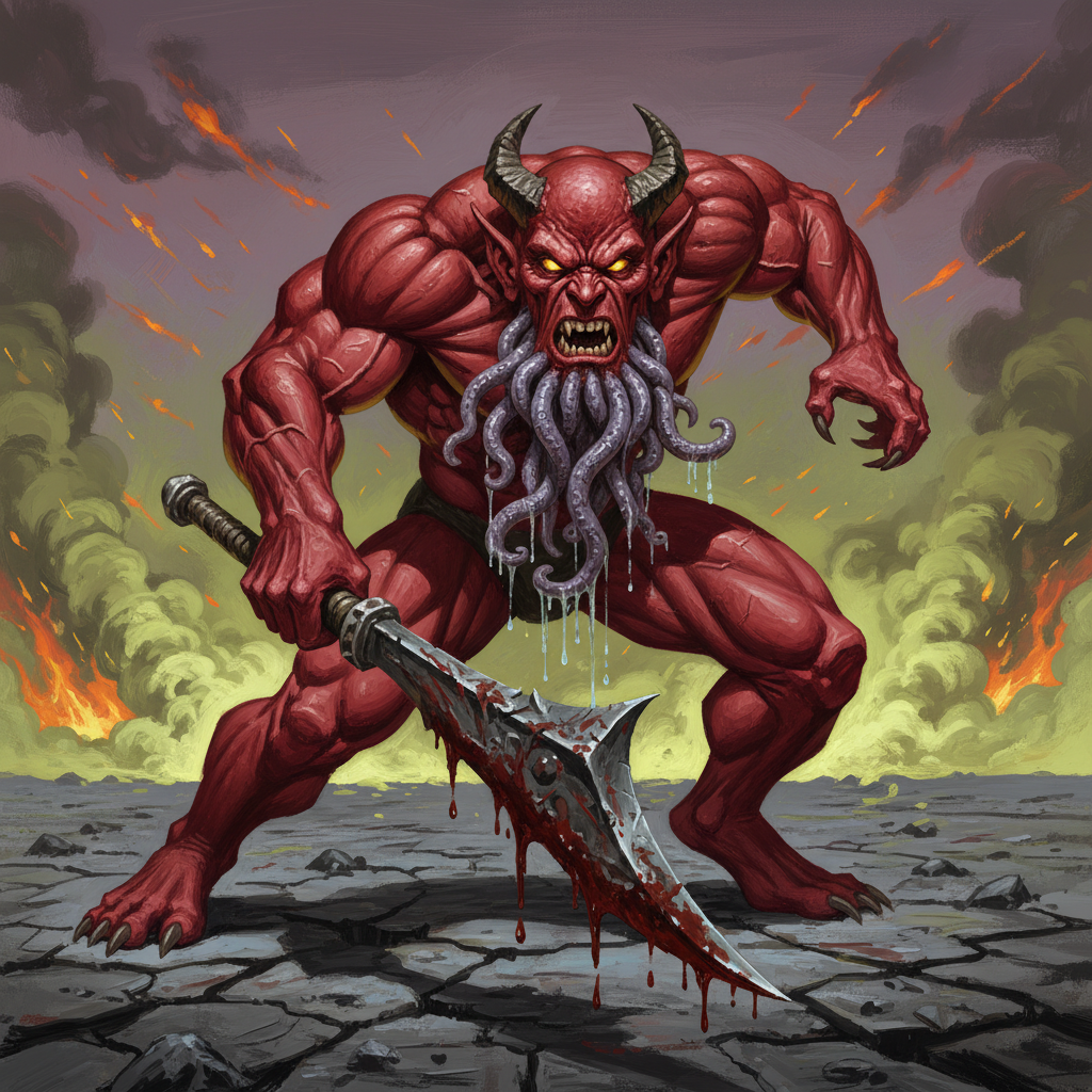 Bearded Devil, original D&D 5e monster artwork by ZapGM