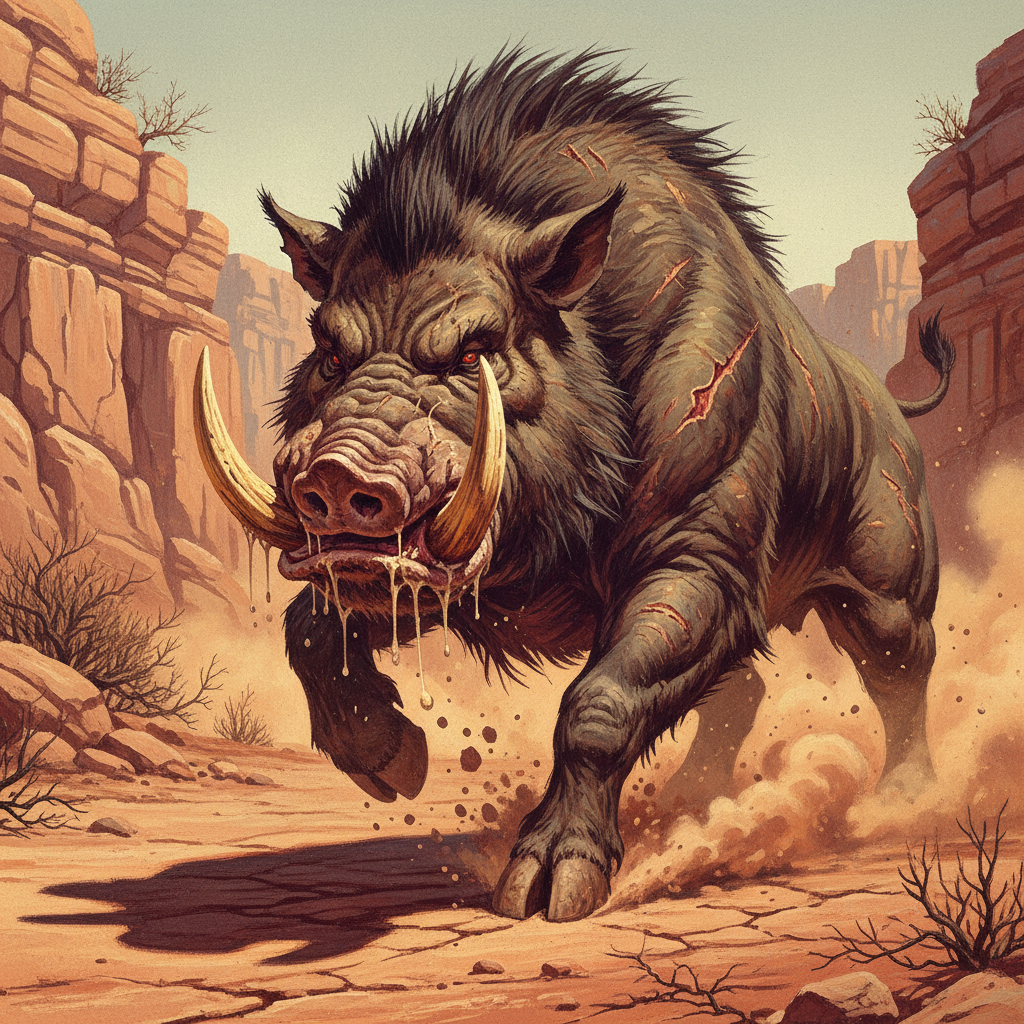 Daeodon, original Pathfinder 2e monster artwork by ZapGM