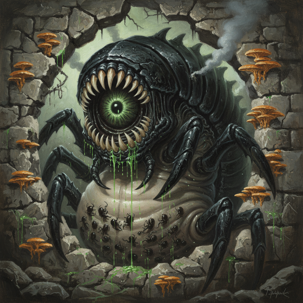 Empress Bore Worm, original Pathfinder 2e monster artwork by ZapGM