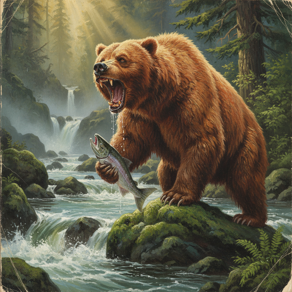 Grizzly Bear, original Pathfinder 2e monster artwork by ZapGM