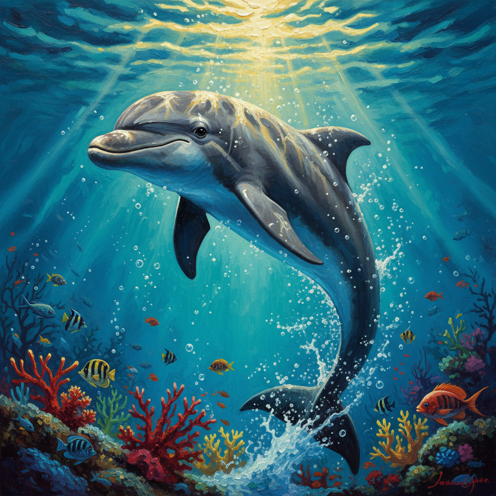 Bottlenose Dolphin, original Pathfinder 2e monster artwork by ZapGM