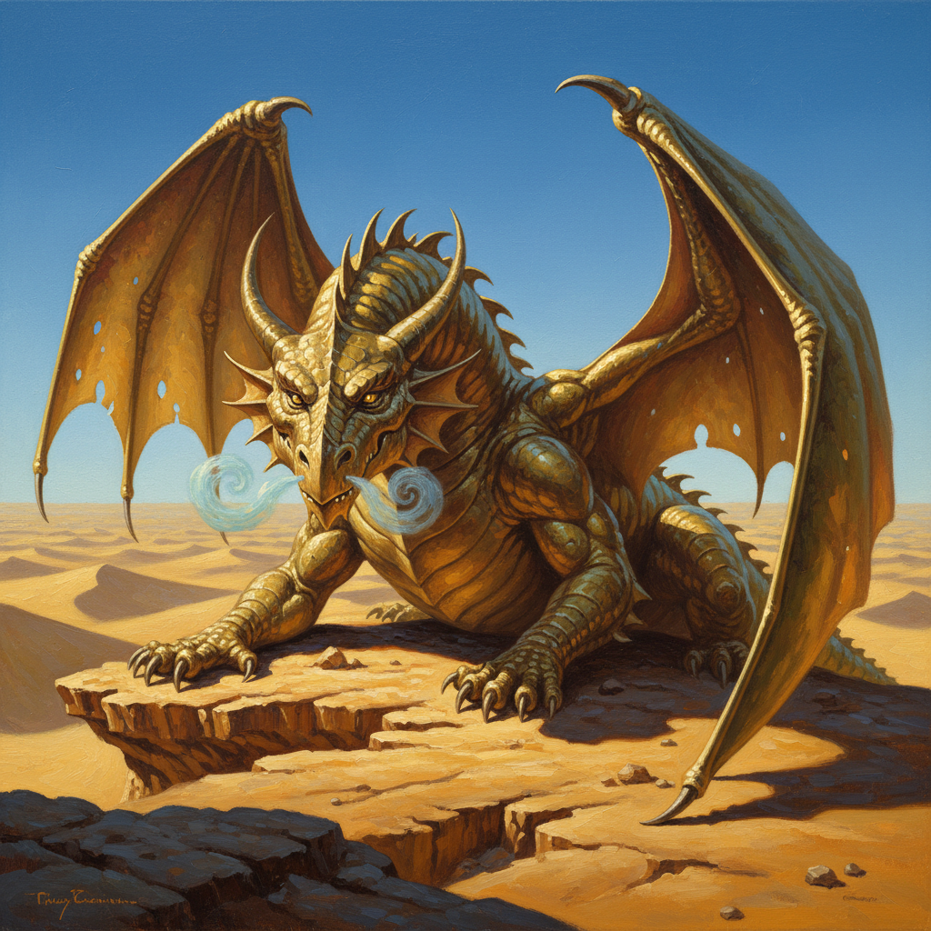Ancient Brass Dragon, original D&D 5e monster artwork by ZapGM