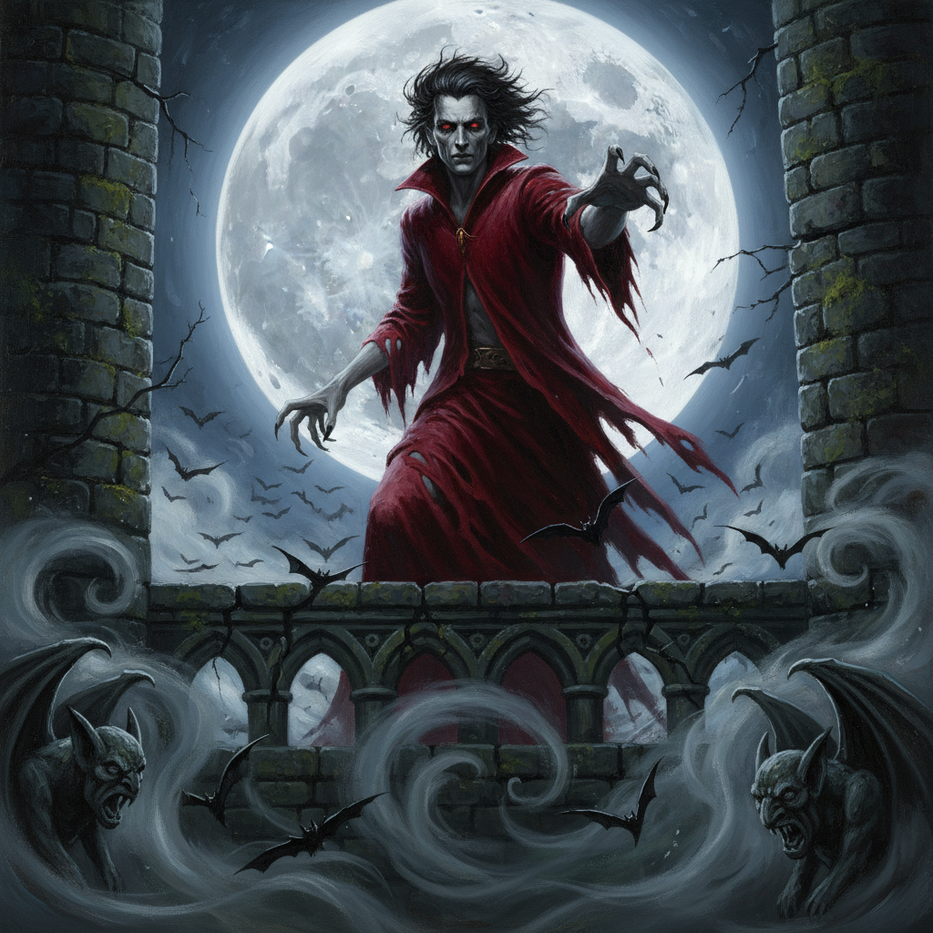 Vampire, Vampire Form, original D&D 5e monster artwork by ZapGM