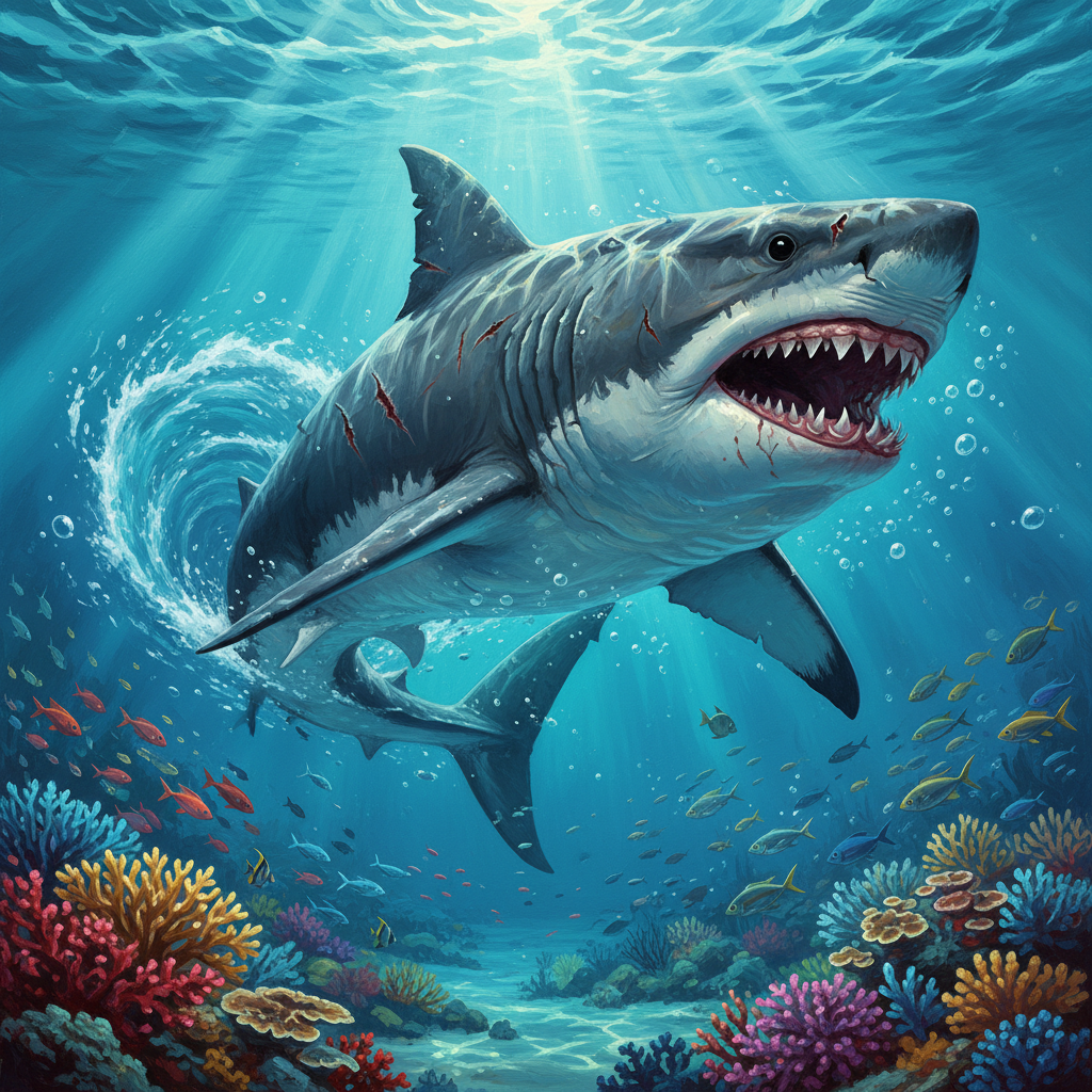 Giant Shark, original D&D 5e monster artwork by ZapGM