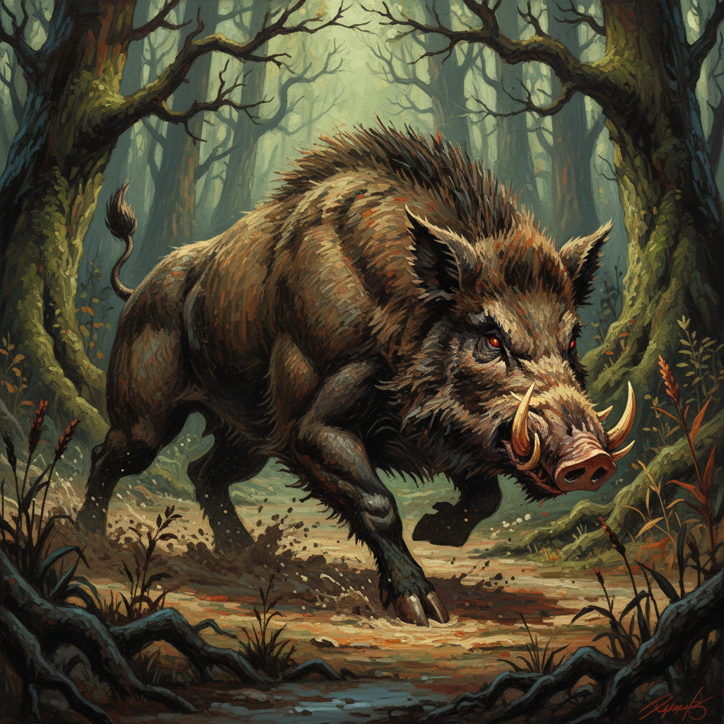 Boar, original Pathfinder 2e monster artwork by ZapGM