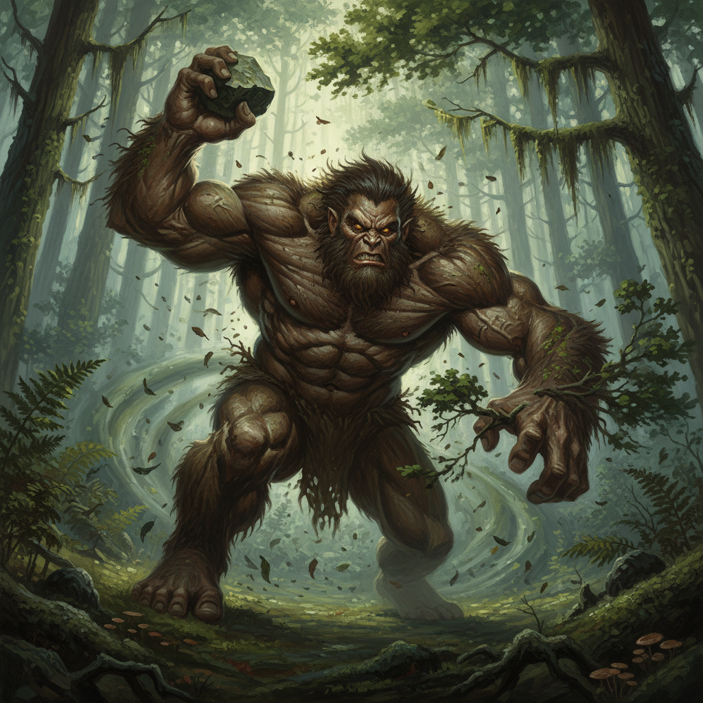 Sasquatch, original Pathfinder 2e monster artwork by ZapGM
