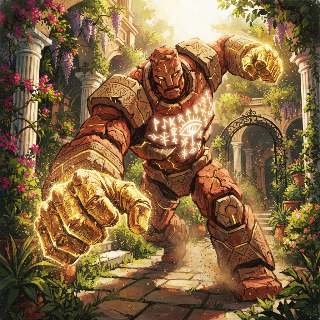 Golem, original Pathfinder 2e monster artwork by ZapGM