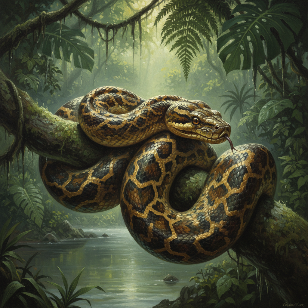 Ball Python, original Pathfinder 2e monster artwork by ZapGM