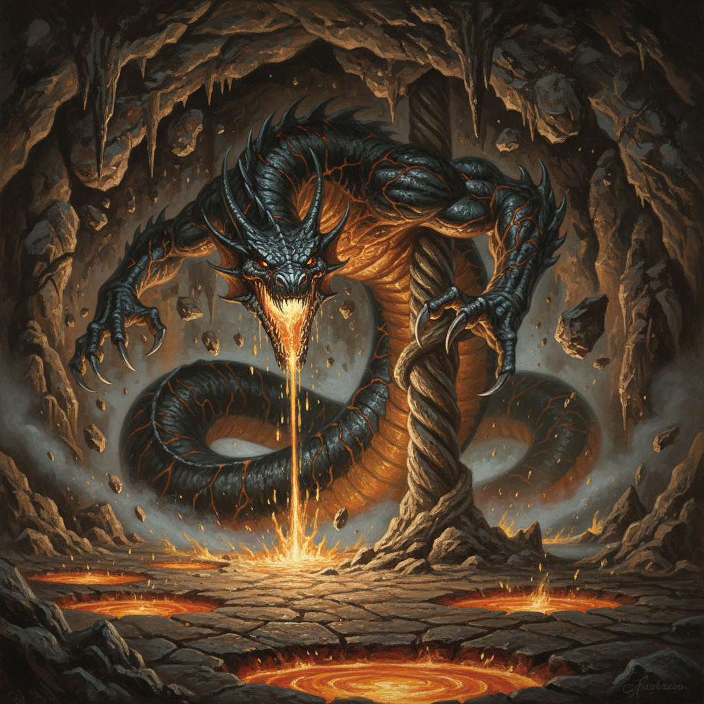 Adult Underworld Dragon, original Pathfinder 2e monster artwork by ZapGM