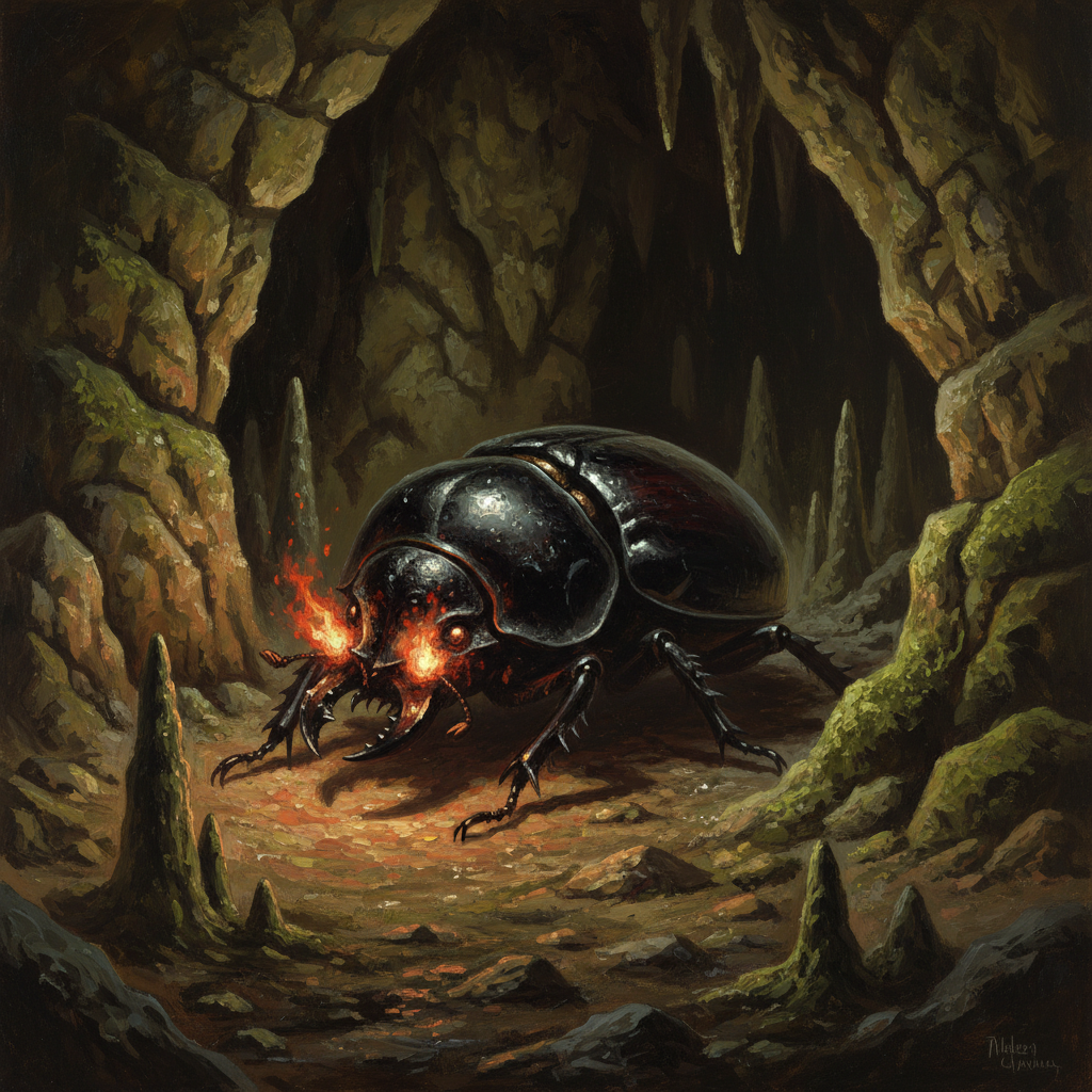 Giant Fire Beetle, original D&D 5e monster artwork by ZapGM