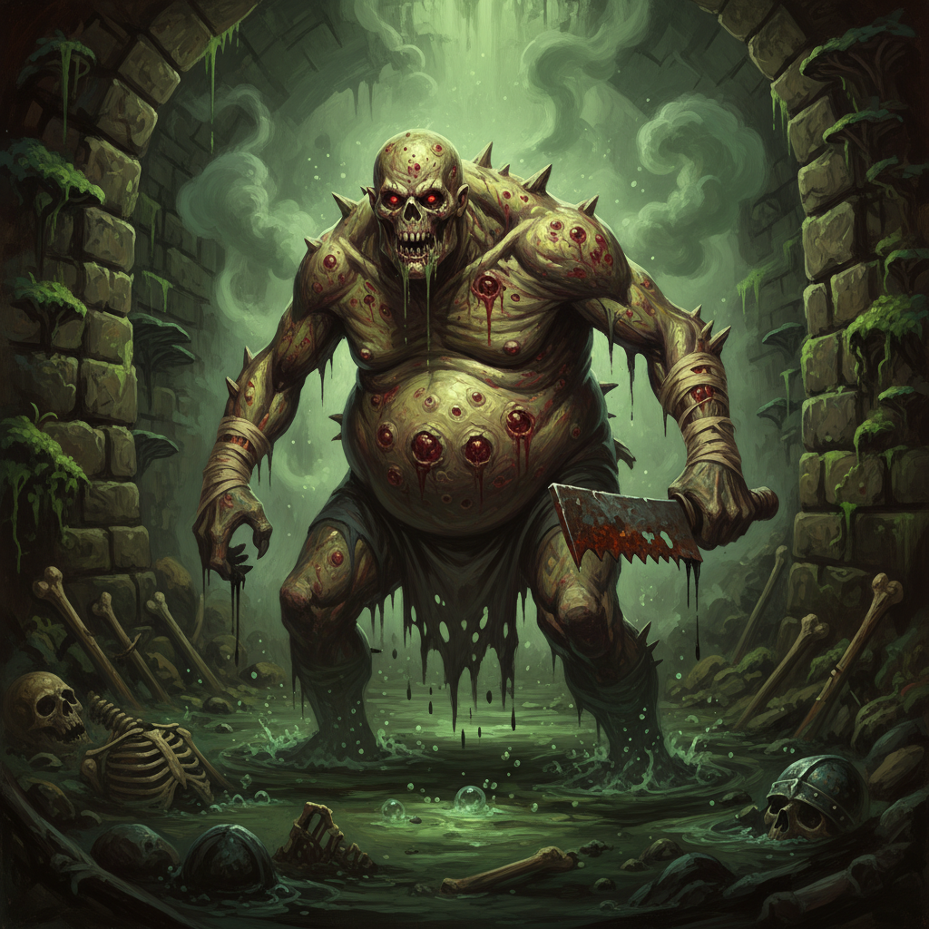Plague Zombie, original Pathfinder 2e monster artwork by ZapGM