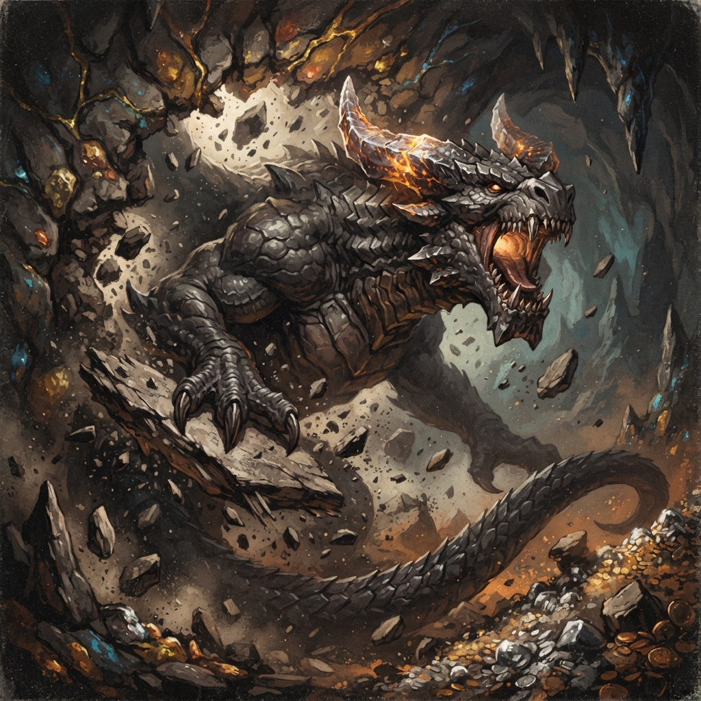 Adamantine Dragon (Adult), original Pathfinder 2e monster artwork by ZapGM