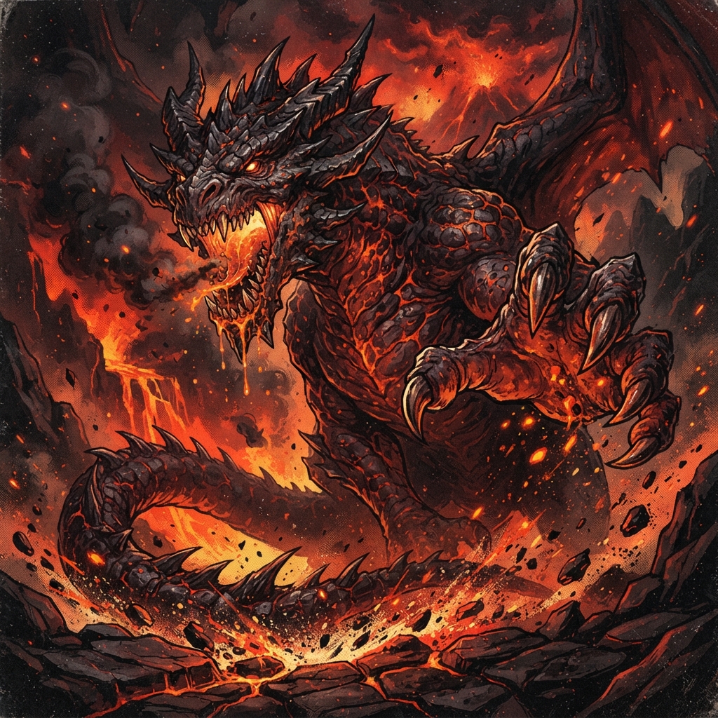 Diabolic Dragon (Young), original Pathfinder 2e monster artwork by ZapGM