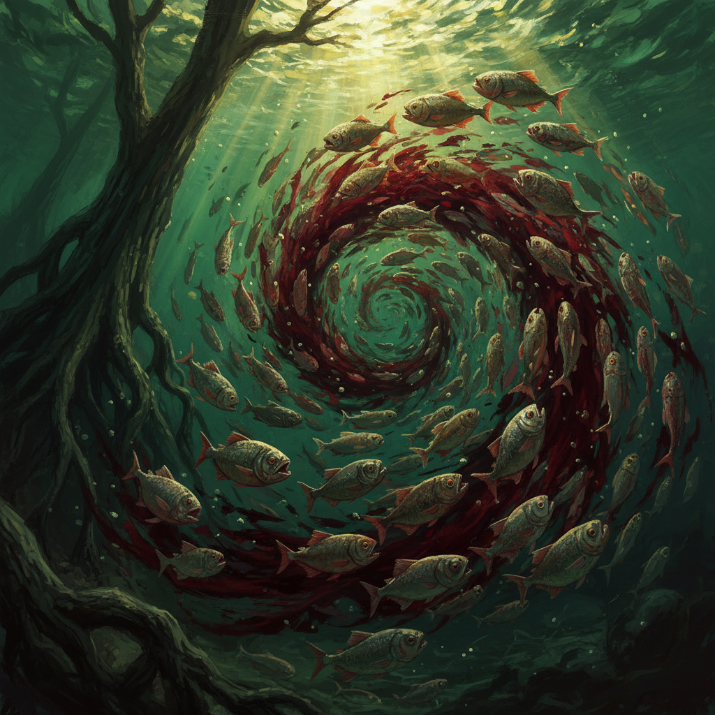 Piranha Swarm, original Pathfinder 2e monster artwork by ZapGM