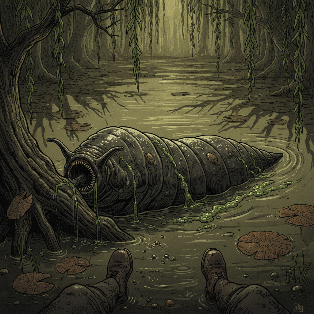 Giant Leech, original Pathfinder 2e monster artwork by ZapGM