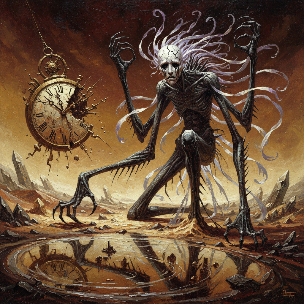 Misery Siktempora, original Pathfinder 2e monster artwork by ZapGM