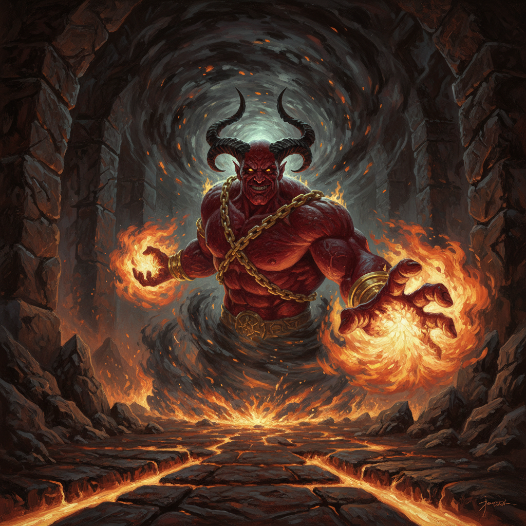 Efreeti, original Pathfinder 2e monster artwork by ZapGM