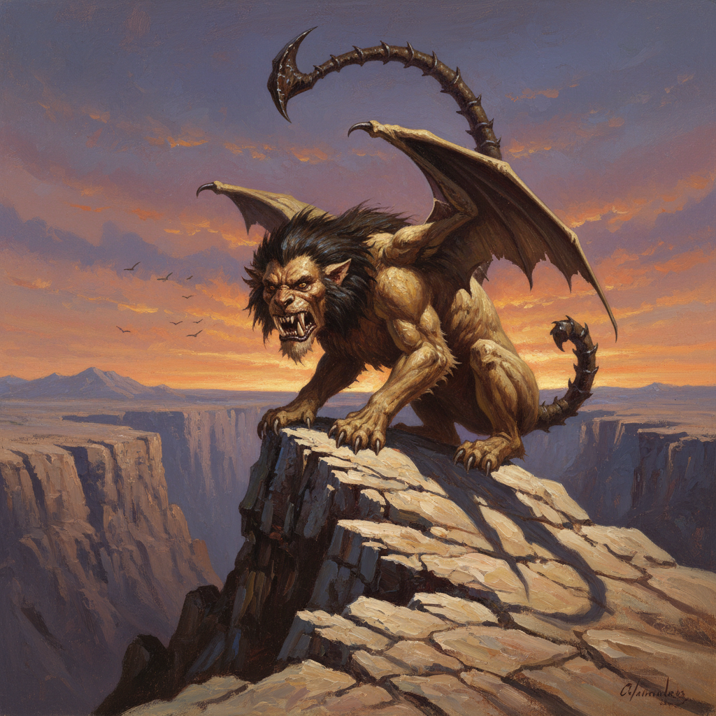 Manticore, original Pathfinder 2e monster artwork by ZapGM
