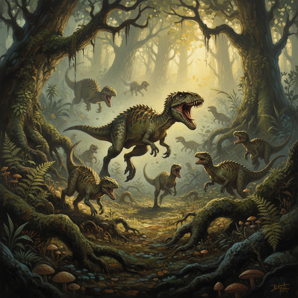Compsognathus, original Pathfinder 2e monster artwork by ZapGM