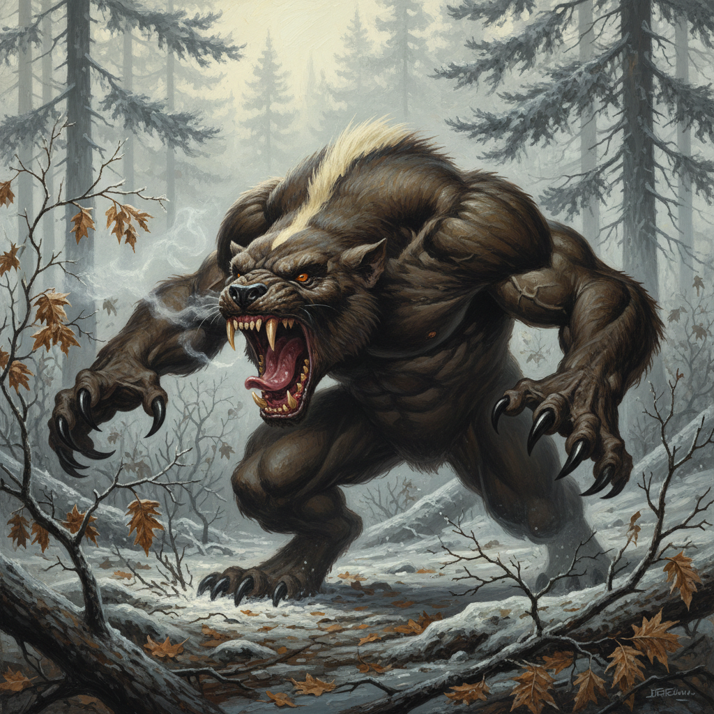 Wolverine, original Pathfinder 2e monster artwork by ZapGM