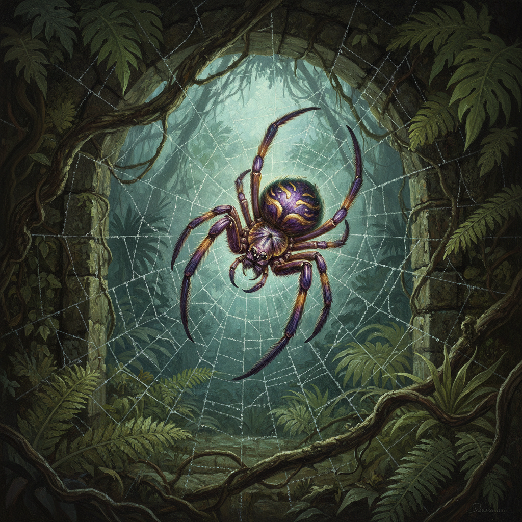 Dream Spider, original Pathfinder 2e monster artwork by ZapGM