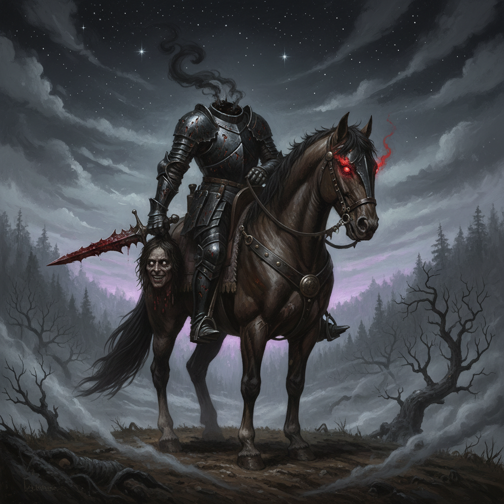 Dullahan, original Pathfinder 2e monster artwork by ZapGM