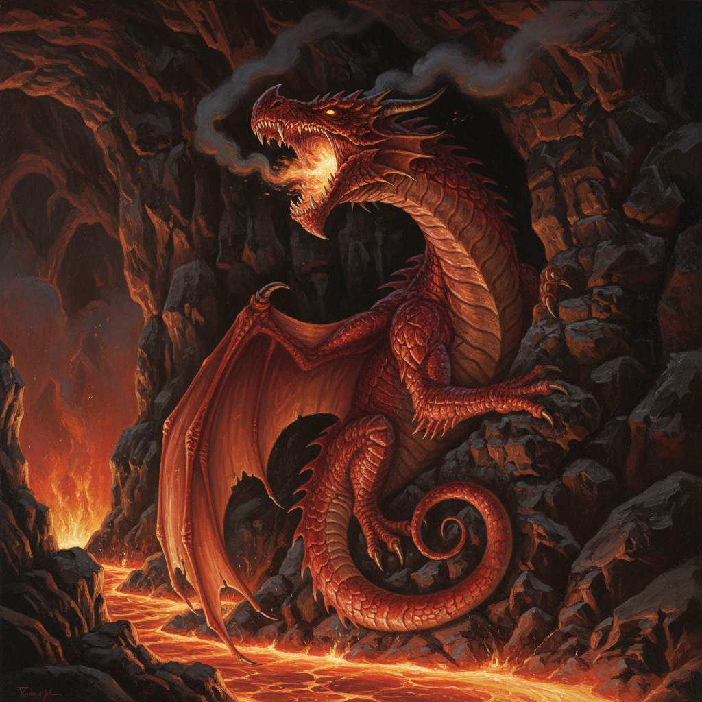 Red Dragon Wyrmling, original D&D 5e monster artwork by ZapGM
