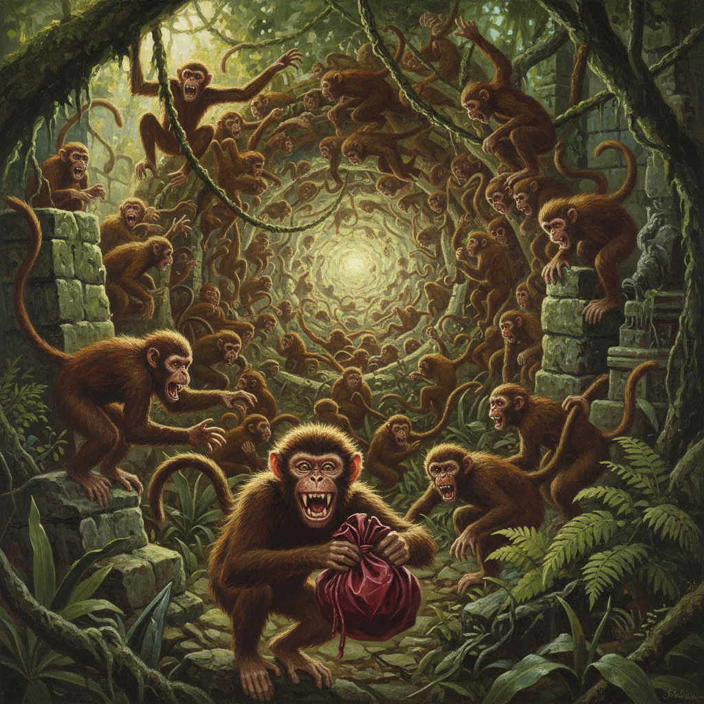 Monkey Swarm, original Pathfinder 2e monster artwork by ZapGM