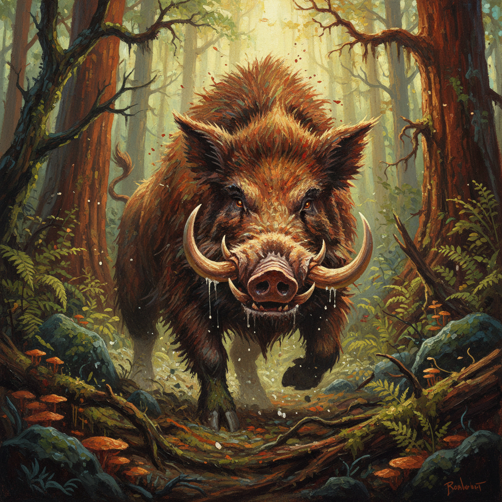 Giant Boar, original D&D 5e monster artwork by ZapGM