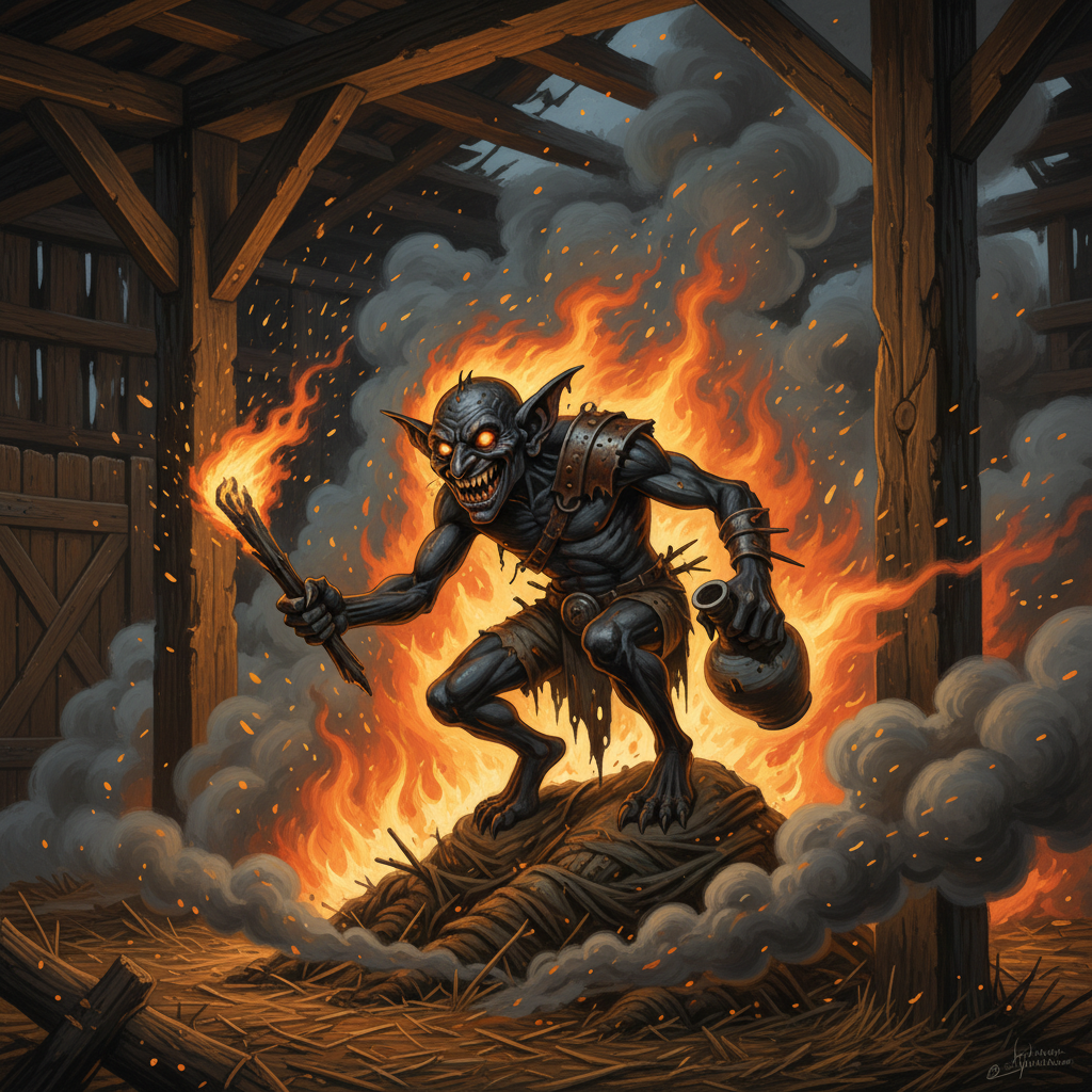 Goblin Pyro, original Pathfinder 2e monster artwork by ZapGM
