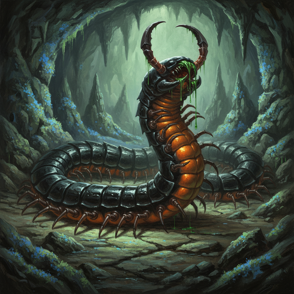 Titan Centipede, original Pathfinder 2e monster artwork by ZapGM
