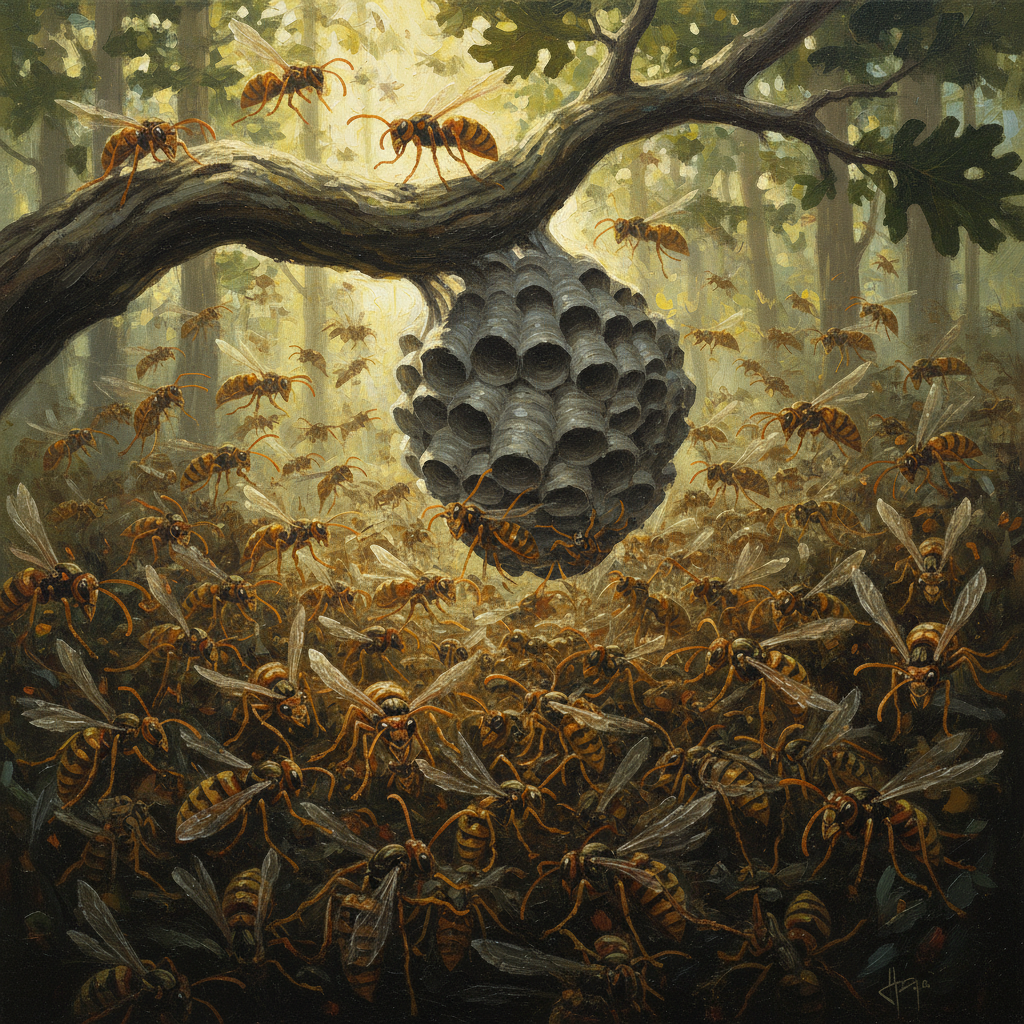 Swarm of Wasps, original D&D 5e monster artwork by ZapGM