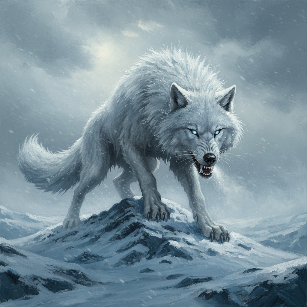 Winter Wolf, original D&D 5e monster artwork by ZapGM