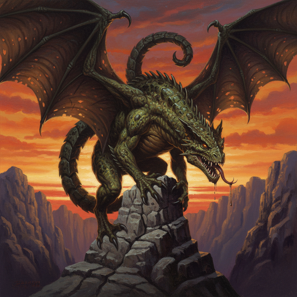 Wyvern, original Pathfinder 2e monster artwork by ZapGM