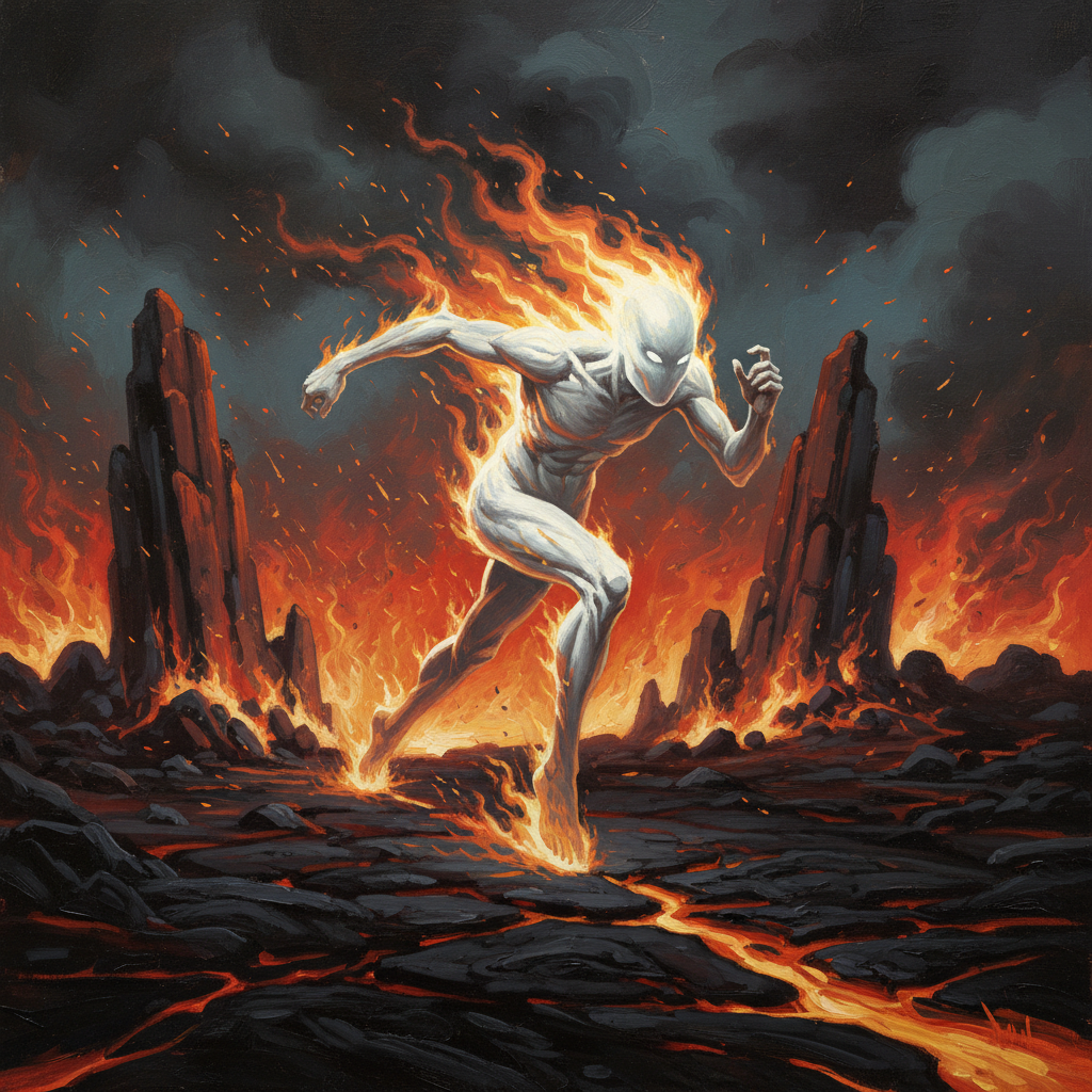 Striding Fire, original Pathfinder 2e monster artwork by ZapGM