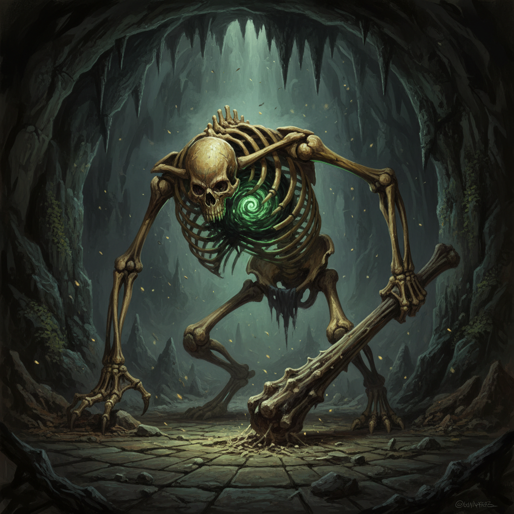 Skeletal Hulk, original Pathfinder 2e monster artwork by ZapGM