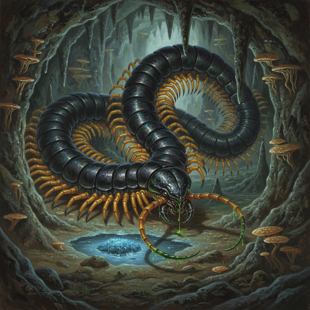 Giant Whiptail Centipede, original Pathfinder 2e monster artwork by ZapGM