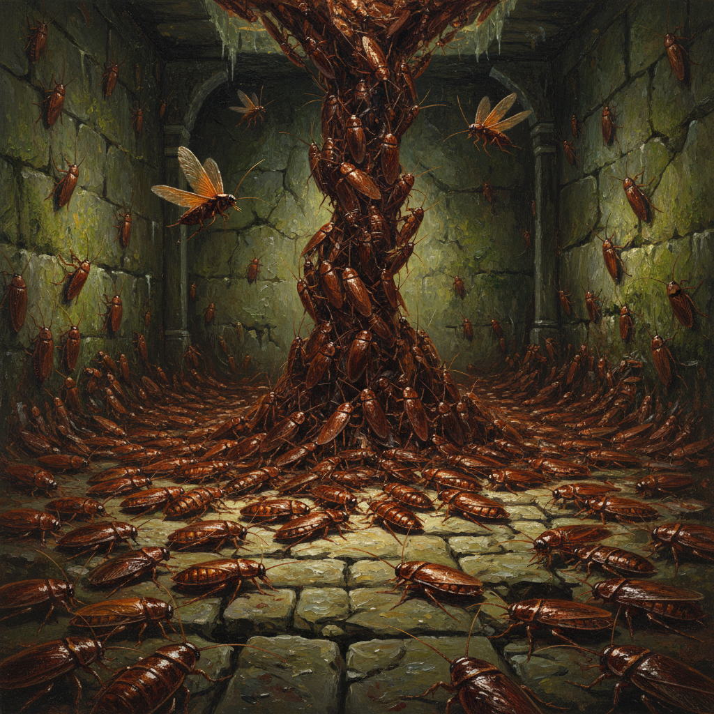 Cockroach Swarm, original Pathfinder 2e monster artwork by ZapGM