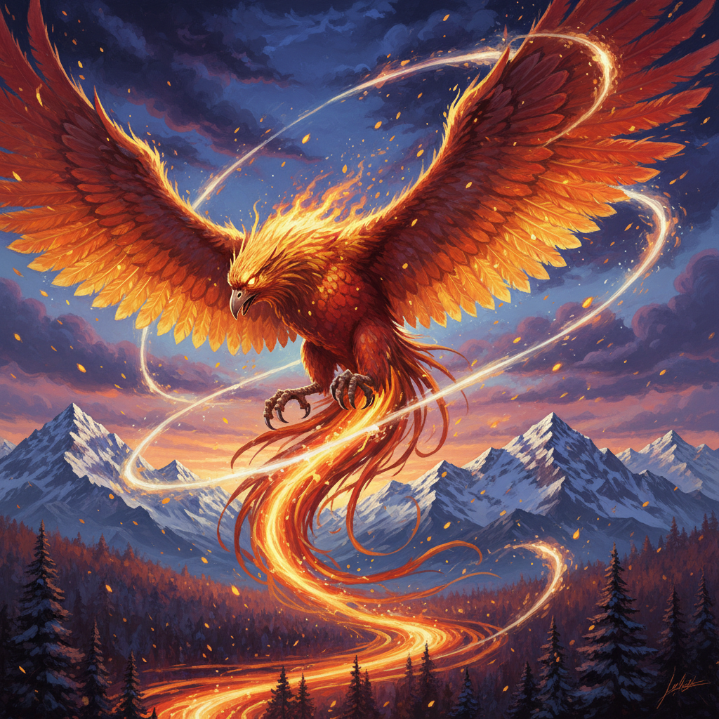 Phoenix, original Pathfinder 2e monster artwork by ZapGM