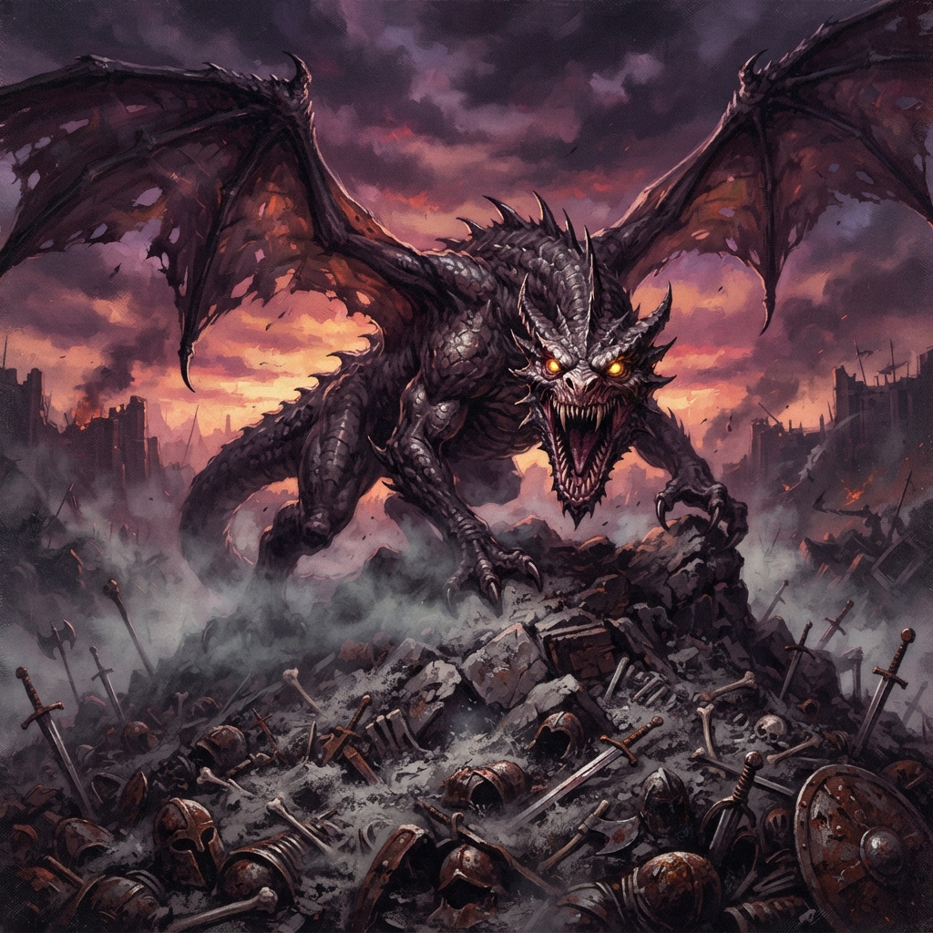 Despair Dragon (Young, Spellcaster), original Pathfinder 2e monster artwork by ZapGM