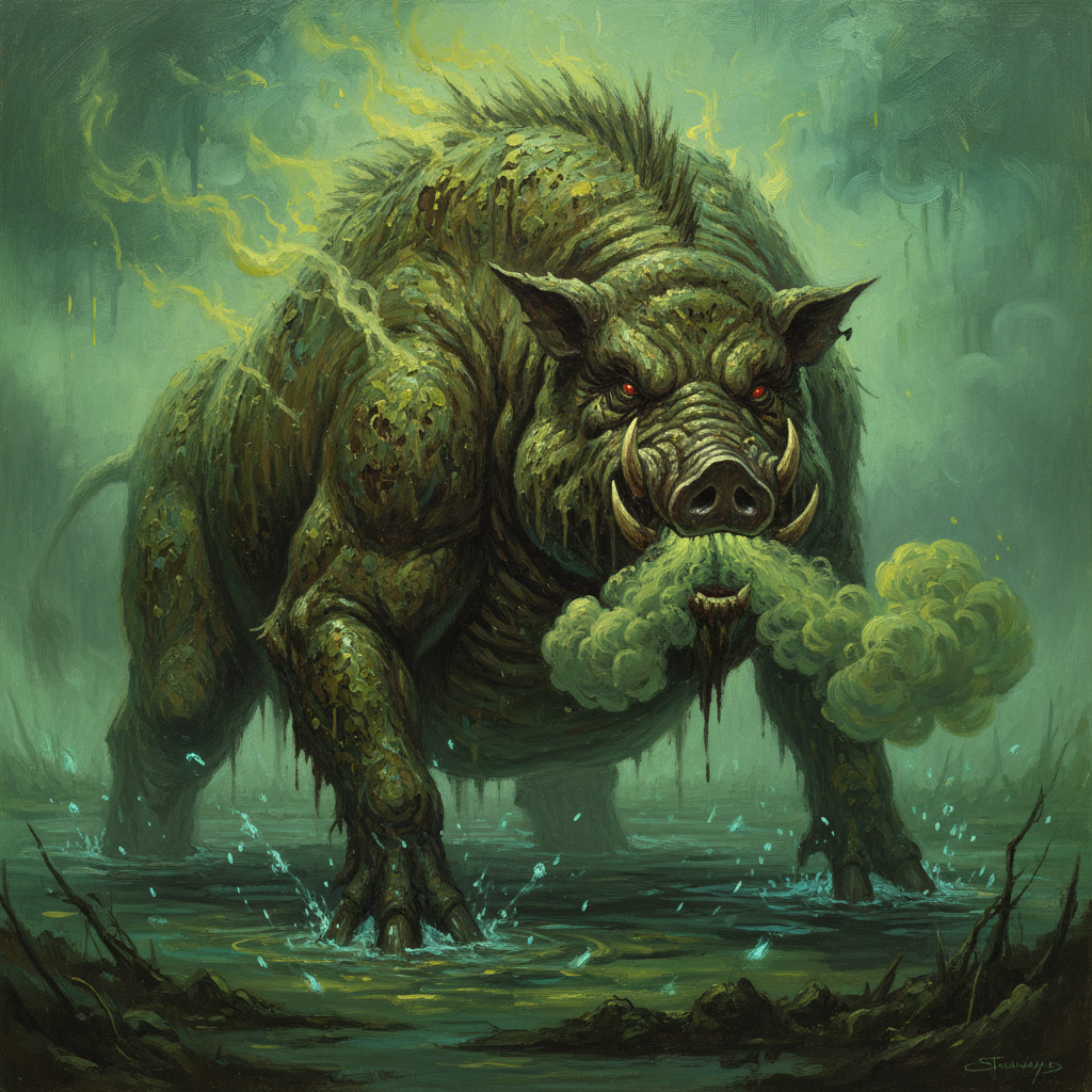 Catoblepas, original Pathfinder 2e monster artwork by ZapGM