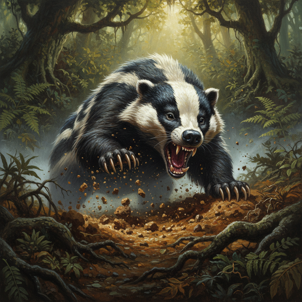Giant Badger, original D&D 5e monster artwork by ZapGM