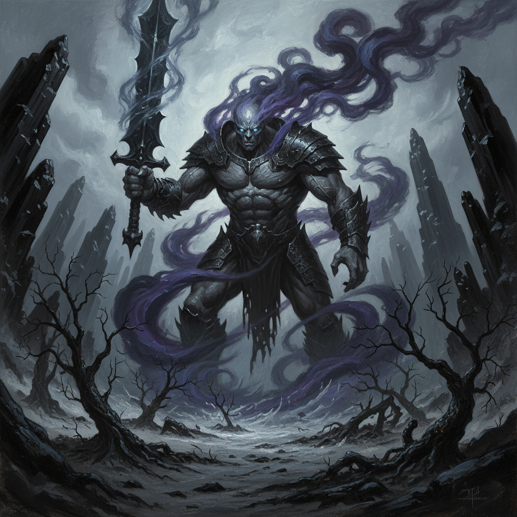 Shadow Giant, original Pathfinder 2e monster artwork by ZapGM