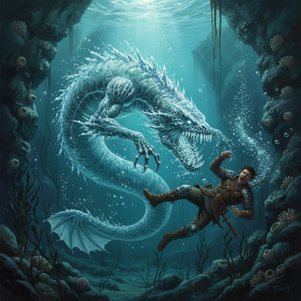 Brine Shark, original Pathfinder 2e monster artwork by ZapGM