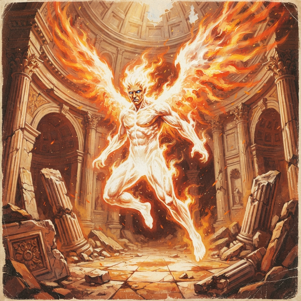 Anguished Flame, original Pathfinder 2e monster artwork by ZapGM