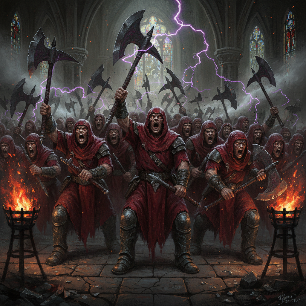Rancorous Priesthood, original Pathfinder 2e monster artwork by ZapGM